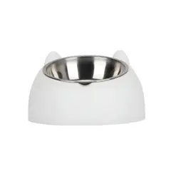 S&T - Plato Acero Inoxidable Para Mascotas Blanco - Talla M