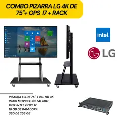 PIZARRA INTERACTIVA DE 75 4K + OPS INTEL CORE I7 + RACK MOVIBLE