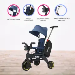 MAX - Triciclo Guiador Plegable para Niños «MAX» Blue
