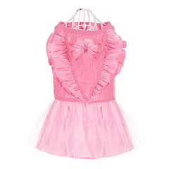 GENERICO - VESTIDO MASCOTA TUL RAYAS Y RUFFLE RAYAS ROJAS TALLA S