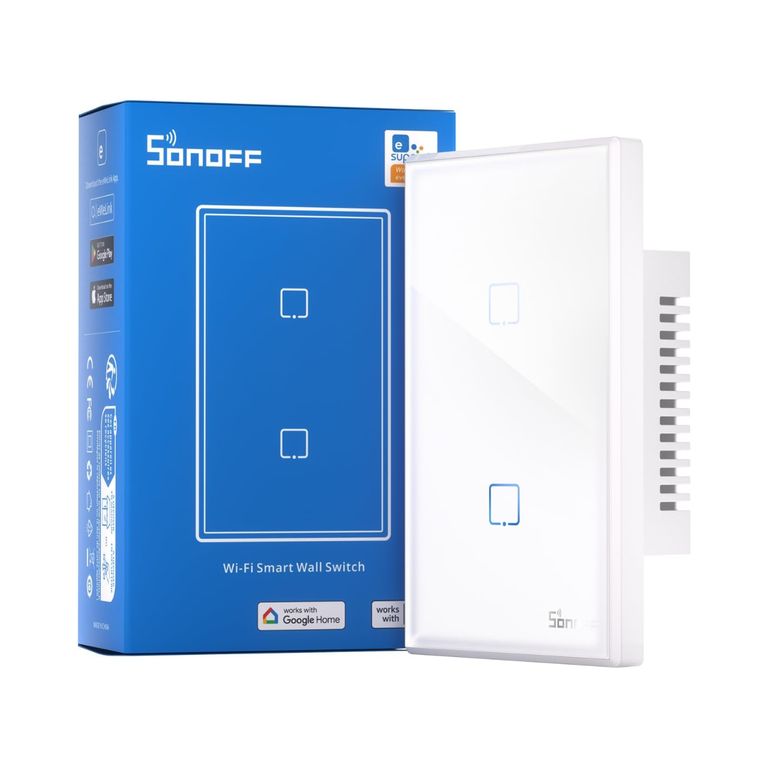 Interruptor Inteligente T2 Blanco 2 Botones Wifi