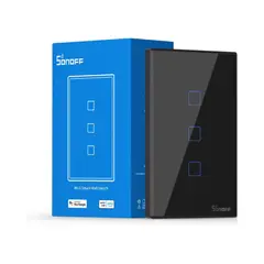SONOFF - Interruptor de Pared Inteligente T3 Negro Wifi 3 Botones
