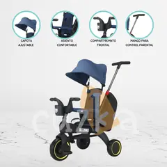 MAX - Triciclo Guiador Plegable para Niños «MAX» Blue