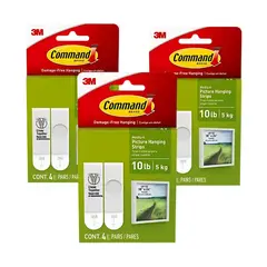 3M - Pack x3 Tiras Command Sujetador Mediano Blanco 17201ES