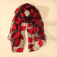 KAST PE - Pañoleta Bufanda Rosaura Rojo de 175x70cm