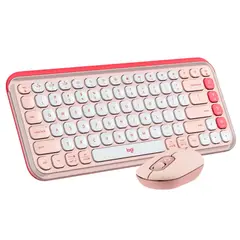 LOGITECH - Combo POP ICON Teclado y Mouse Bluetooth Rosa