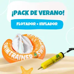 SWIMTRAINER - Pack Verano (Flotador Naranja 1 a 3 años + Inflador)