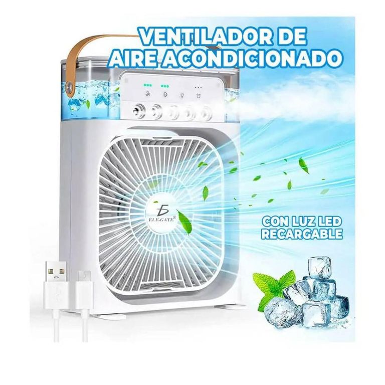 Ventilador de aire acondicionado pulverizador con luz LED - Blanco