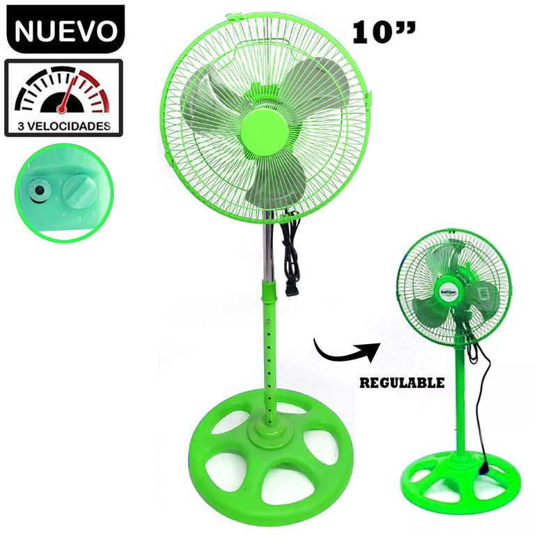 Ventilador Pedestal de 10" Verde 60 Watts