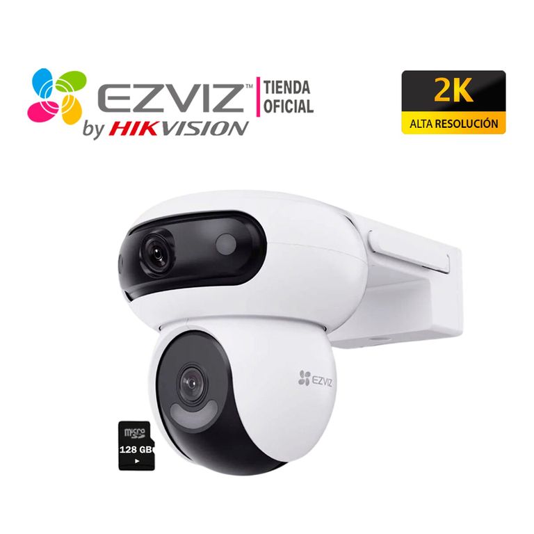 Cámara H90 Dual 4MP + 4MP Ezvz Binocular WiFi Gira 360 Exterior 128GB