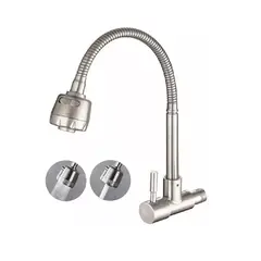 DXN - Griferia pesada flexible p/cocina, 2 modos de salida de agua fria, acero inox