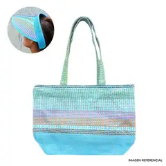 INSPIRA MARKET - Cartera Bolso de Playa con Sombrero Visera