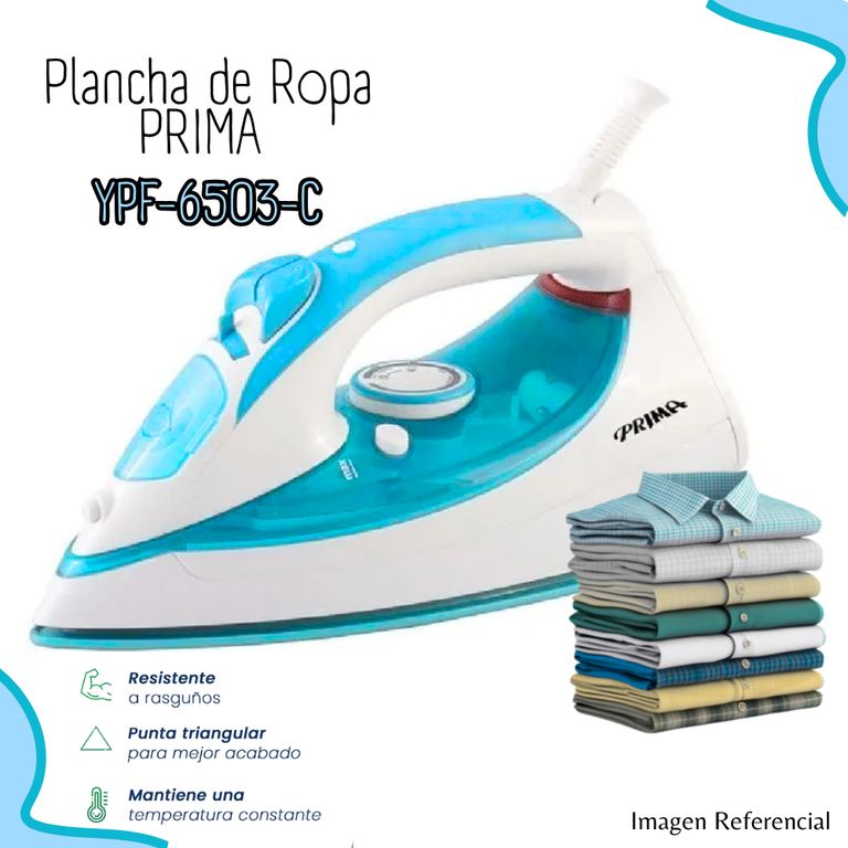 Plancha a Vapor Con Base Cerámica Celeste YPF-6503-C