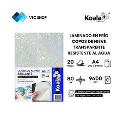 KOALA - Laminado en Frío Copos De Nieve Transparente A4 20 hojas