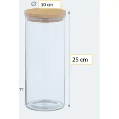 GENERICO - Frasco de vidrio con Tapa de Bambu 10 * 25 cm