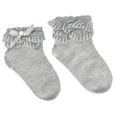 GENERICO - Medias con lazo en el tobillo para niña - Gris