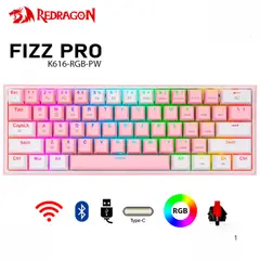 REDRAGON - Teclado Mecánico Gamer FIZZ PRO Wireless Spanish K616-RGB-PW