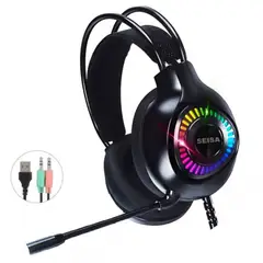 SEISA - Audifono Gamer con Microfono para Pc y Laptop Luces RGB
