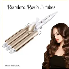 GENERICO - Rizadora Rozia - Ondulador de Cabello Tenaza 3 Tubos.