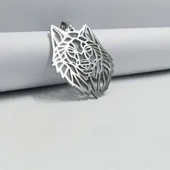 GENERICO - Collar de lobo acero inoxidable 316L PLATEADO