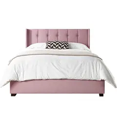 GENERICO - Cama Tapizada Listón con Botones Palo Rosa 2 Plazas