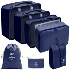 TRAVEL - Organizador para maleta 7 piezas impermeable - Azul