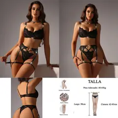 GENERICO - Lencería Mujer Con Encaje Y Tirantes - Enterito