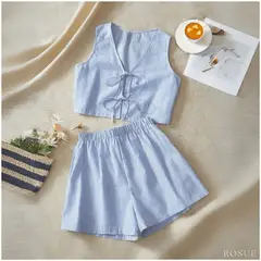 ROSUE - Conjunto short y blusa crop top Rayas 2 piezas