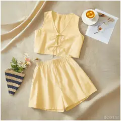 ROSUE - Conjunto short y blusa crop top Rayas 2 piezas