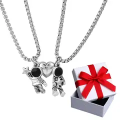 GENERICO - Collar Novios Parejas Astronauta Imantado Joya Regalo Acero