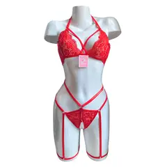 GENERICO - LENCERIA PORTALIGAS DE ENCAJE CON LIGUEROS REGULABLES