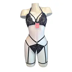 GENERICO - LENCERIA PORTALIGAS DE ENCAJE CON LIGUEROS REGULABLES
