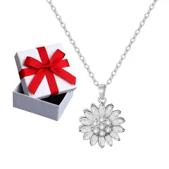 GENERICO - Collar Mujer Girasol Giratorio Joya Regalo Mamá Acero Plateado