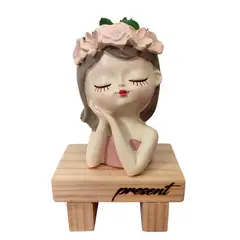 GENERICO - Maceta Macetero Mini Soñadora de Resina Present