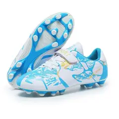 DANWEILE - Zapatos de fútbol entrenamiento TF con punta larga para jóvenes-blanco