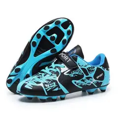 DANWEILE - Zapatos de fútbol entrenamiento TF punta larga para jóvenes-Negro azul