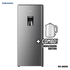 INDURAMA - REFRIGERADORA 177 L CON DISP DE AGUA PLATEADO - RI-289D + HERVIDOR OSTER BLANCO