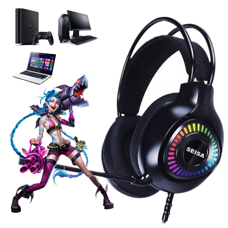 Audifono con Microfono Gamer Luces RGB Smartphone Tablet PC