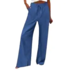 GENERICO - Pantalón palazzo lino para dama