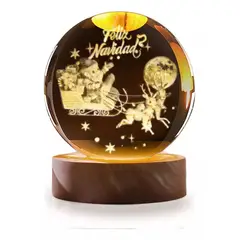 GENERICO - ESFERA DE CRISTAL LÁMPARA ADORNO PAPA NOEL TRINEO LED 3D