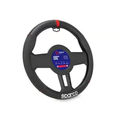 SPARCO - Funda Cubre Volante detalles rojos fibra de carbono
