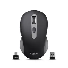 CYBERTEL - Mouse Bluetooth Vertice CYB M709-3M - WiFi Recargable - USB C - Negro