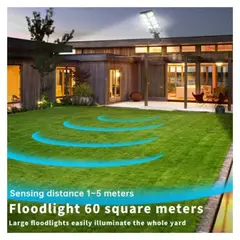 SEISA - Farola Con Panel Solar Sensor Movimiento Lampara Luz Led 100w