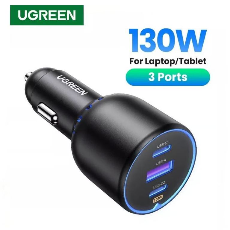 Cargador De Auto 130w Carga Rapida Macbook Laptop 3 Puertos