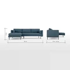 YOLODECORO - Seccional con Chaise Longue a la Izquierda Harlow Azul