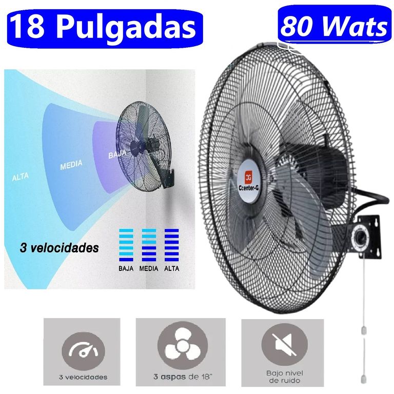Ventilador 18" Pared con Rack 80 Wats Ccenter G Semi industrial