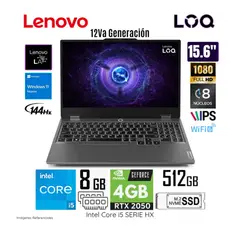 LENOVO - LAPTOP GAMER CORE™ i5-12450HX 8GB RAM 512GB SSD 156 FHD RTX™ 2050-4GB W11 83GS004LLM