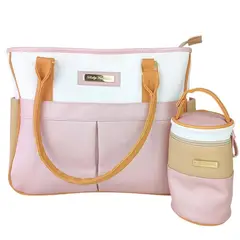 GENERICO - Bolso pañalero y portabiberon - Rosado - TRIROS