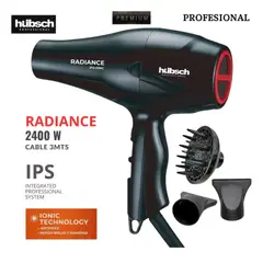HUBSCH - Secador de Cabello Profesional Premium 2400W RADIANCE Negro