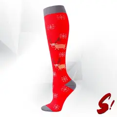 GENERICO - Medias de Compresión 20-30mmhg anti varices - Reno Rojo y Gris